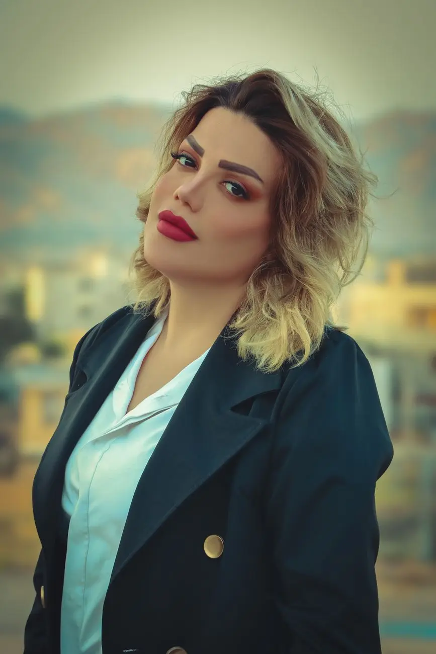 Femeie elegantă în exterior, cu fundal urban